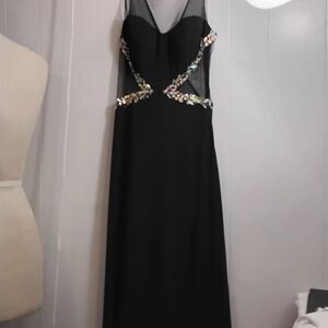 Masquerade Black and Silver Embellished Maxi Gown